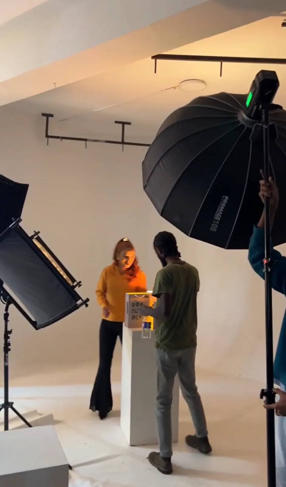 On set with the crew